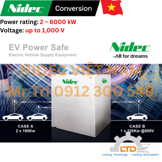 Nidec Ultra Fast Charger, High-Power DC Fast Charging Solution for Electric Vehicles in Việt Nam, from 200V to 950V Less than 15 minute recharge