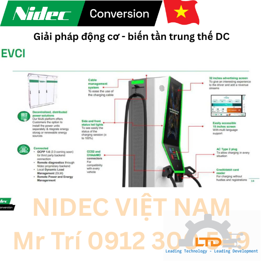 Nidec Ultra Fast Charger, High-Power DC Fast Charging Solution for Electric Vehicles in Việt Nam, from 200V to 950V Less than 15 minute recharge